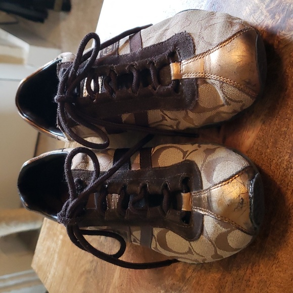 Coach | Shoes | Coach Kate Shoes Two Tone Brown And Gold | Poshmark